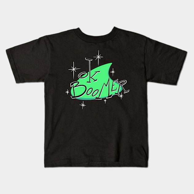 Ok Boomer green (Googie 60's Style) Kids T-Shirt by BruhEmporium